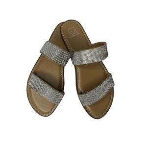 Material Girl Sparkly Rhinestone SlidesFlats Size 8.5